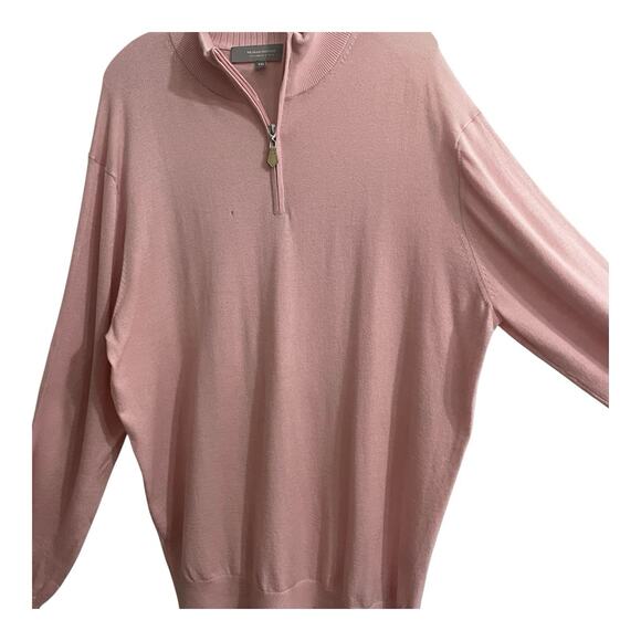 Neiman Marcus Womens XXL Silk Cashmere Mock Neck Sweater Pink 1/4 Zip Long Slv - Picture 3 of 10